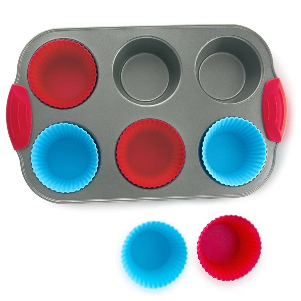 Boxiki Kitchen Non-Stick Steel 6 Cup Muffin Pan